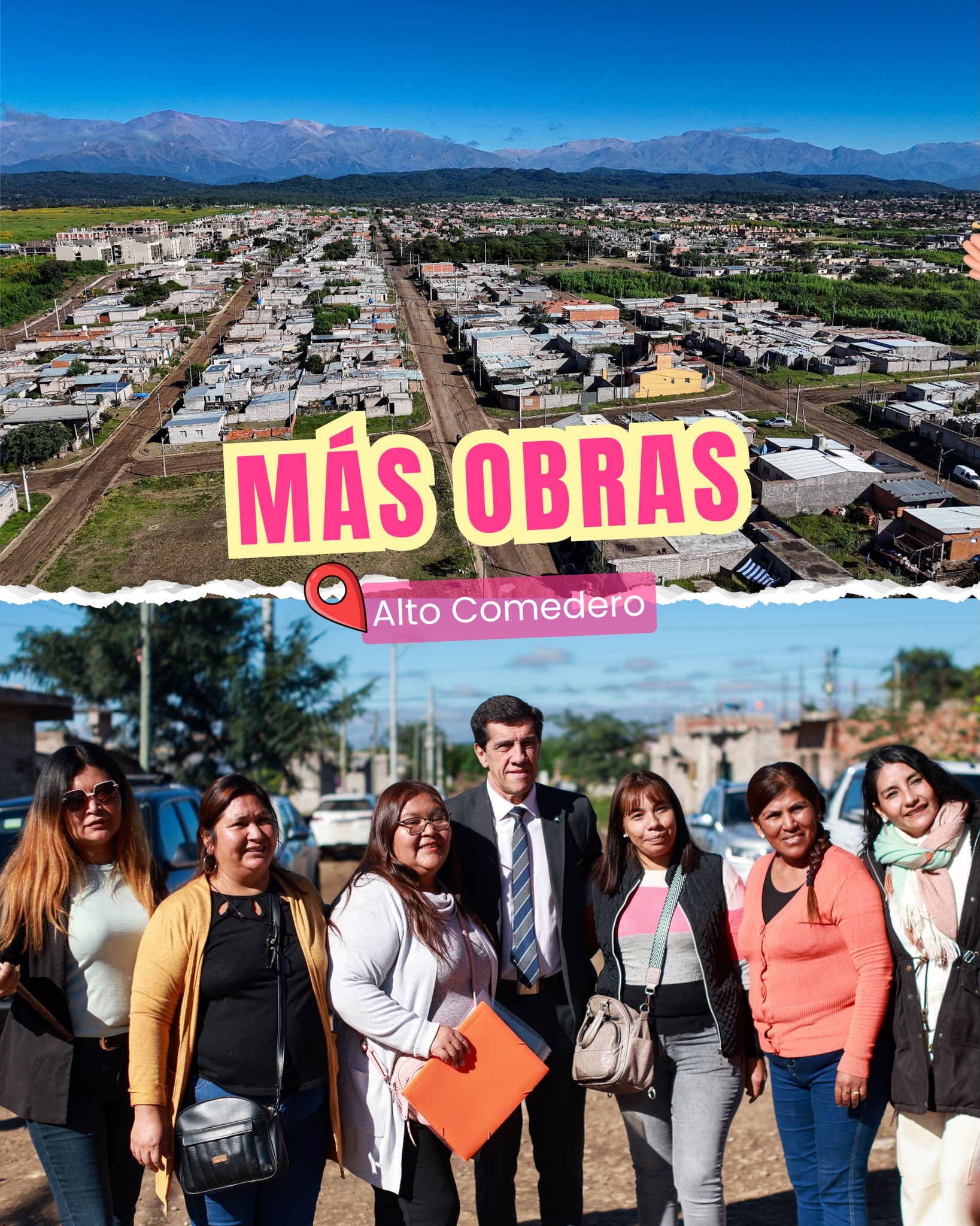 Imagen de la publicación de Carlos Sadir sobre recorrida por obras del loteo de 14 hectáreas en Alto Comedero