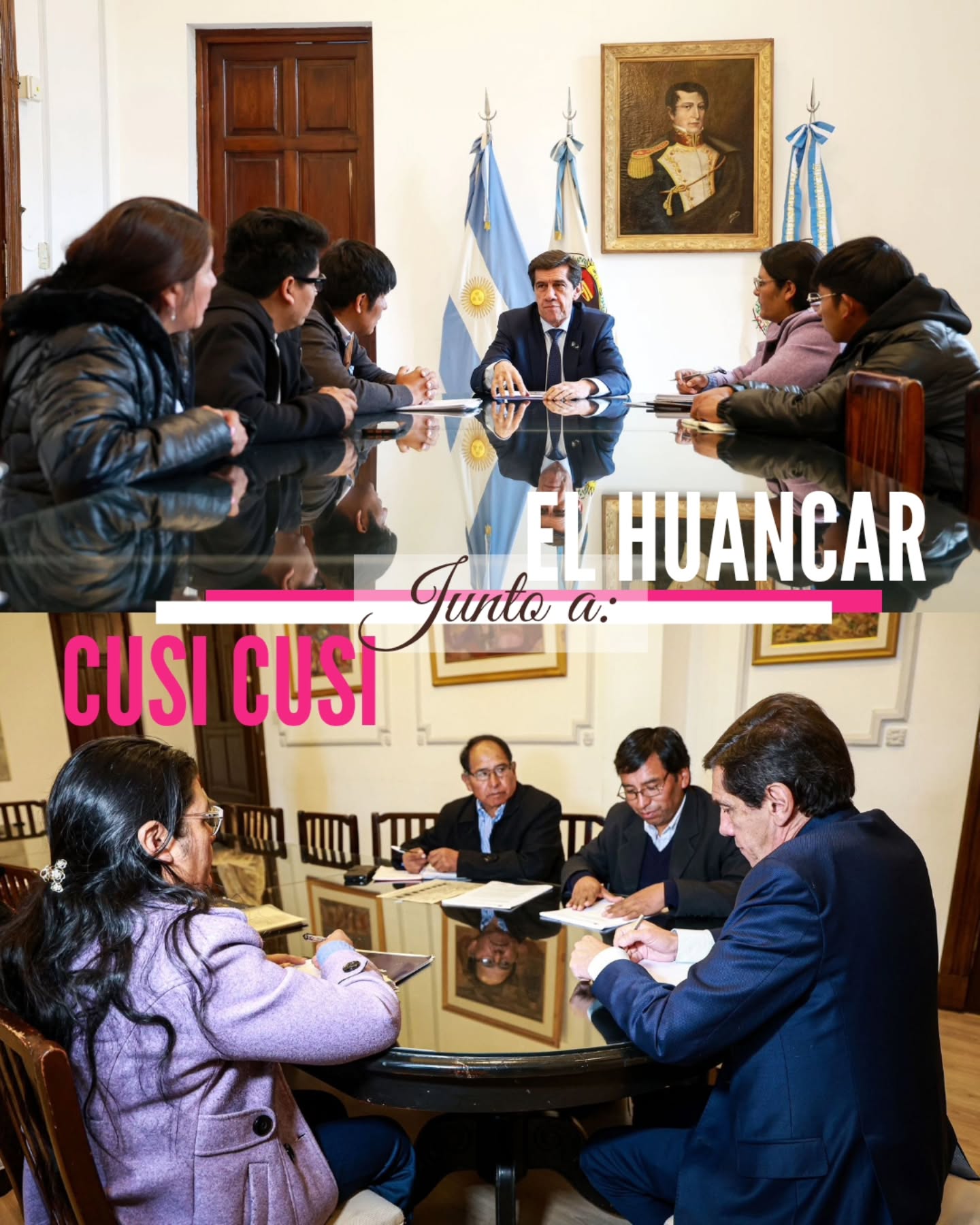 Imagen de la publicación de Carlos Sadir sobre reunión sobre infraestructura con autoridades de Cusi Cusi y El Huancar