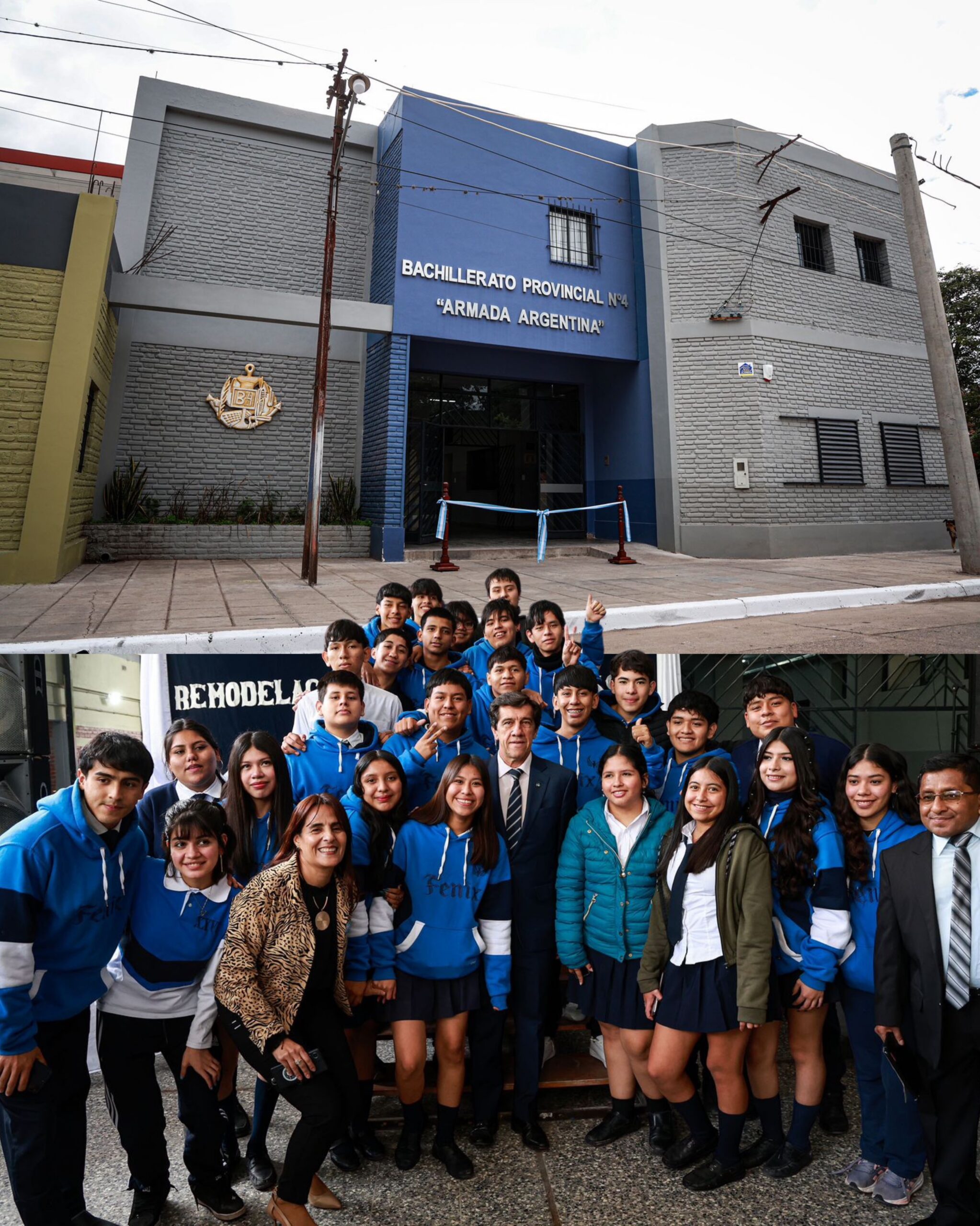 Imagen de la publicación de Carlos Sadir sobre inauguración de la refacción del Bachillerato N° 4 en La Mendieta