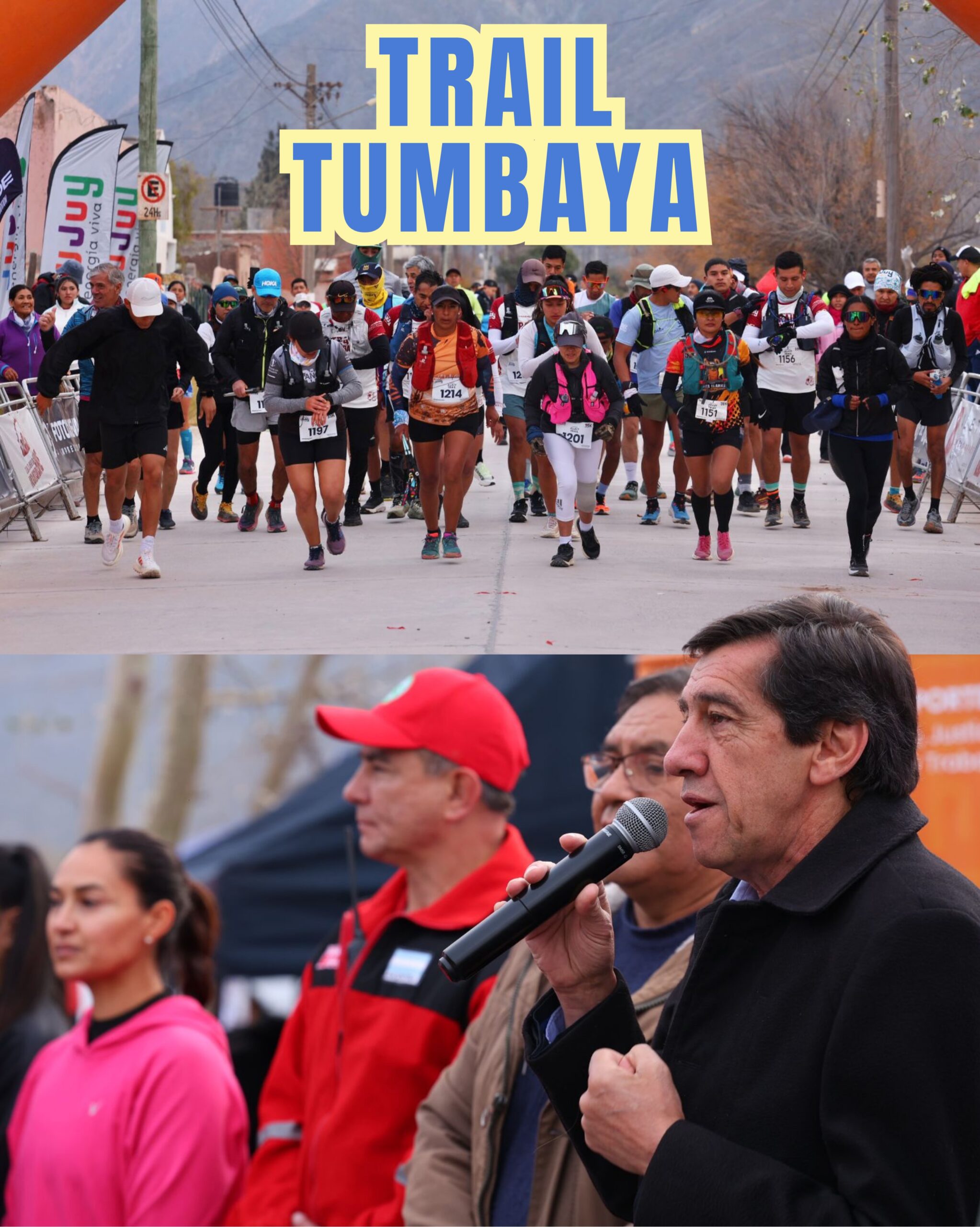 Imagen de la publicación de Carlos Sadir sobre participación en el Trail Tumbaya junto a corredores y familias