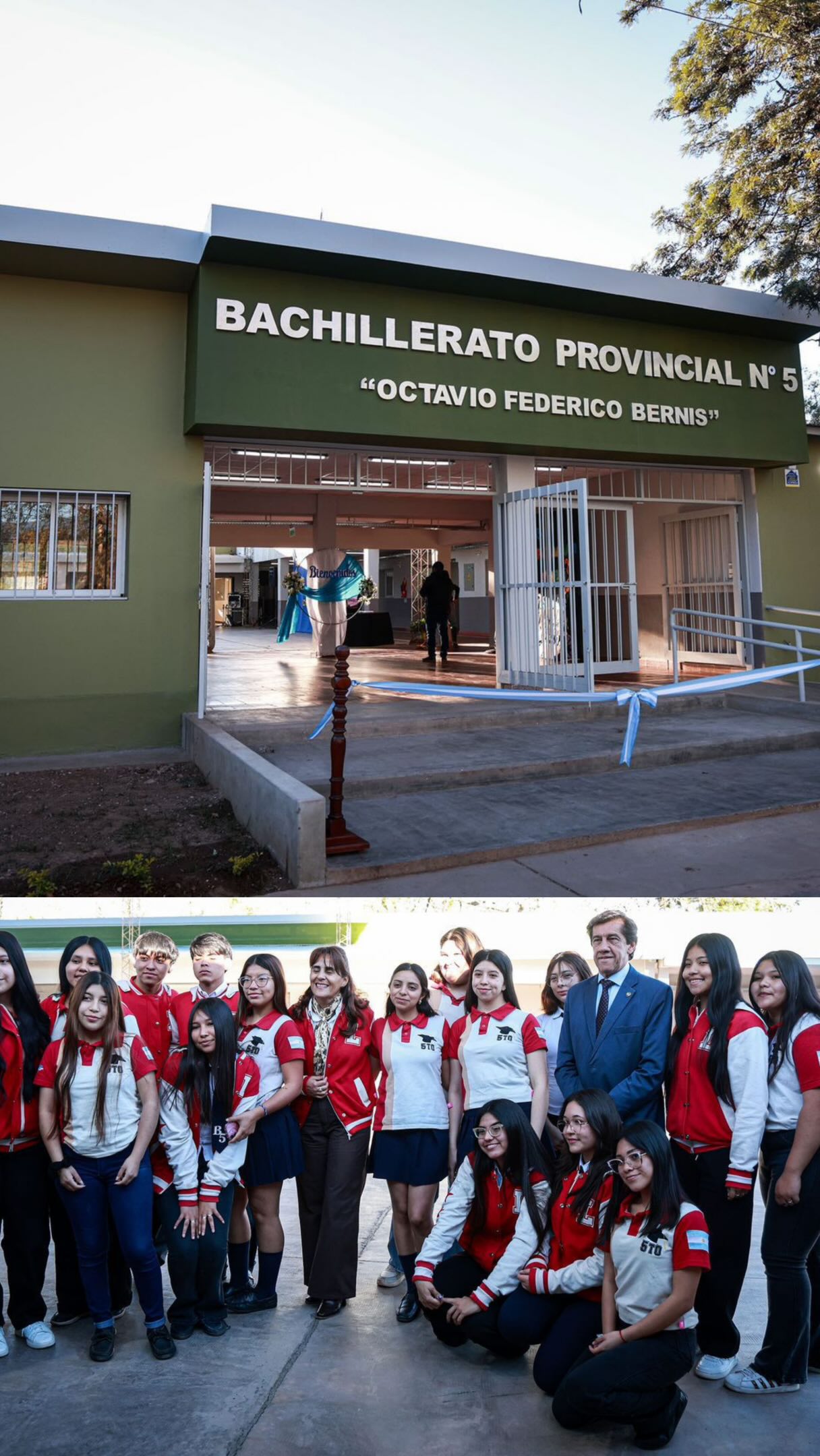 Imagen de la publicación de Carlos Sadir sobre refacción integral del Bachillerato N° 5 de Palma Sola