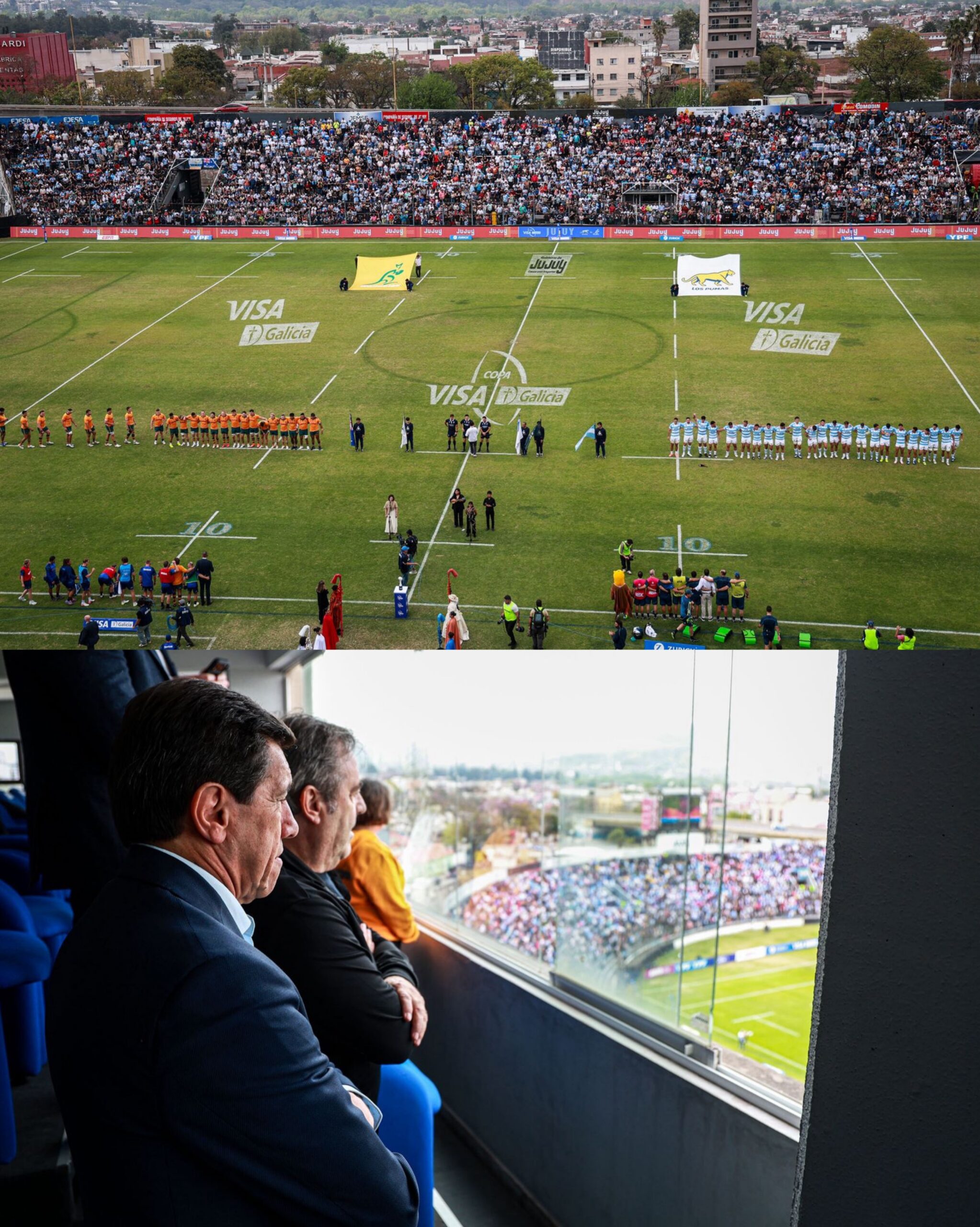 Imagen de la publicación de Carlos Sadir sobre partido entre Los Pumas y Australia en Jujuy