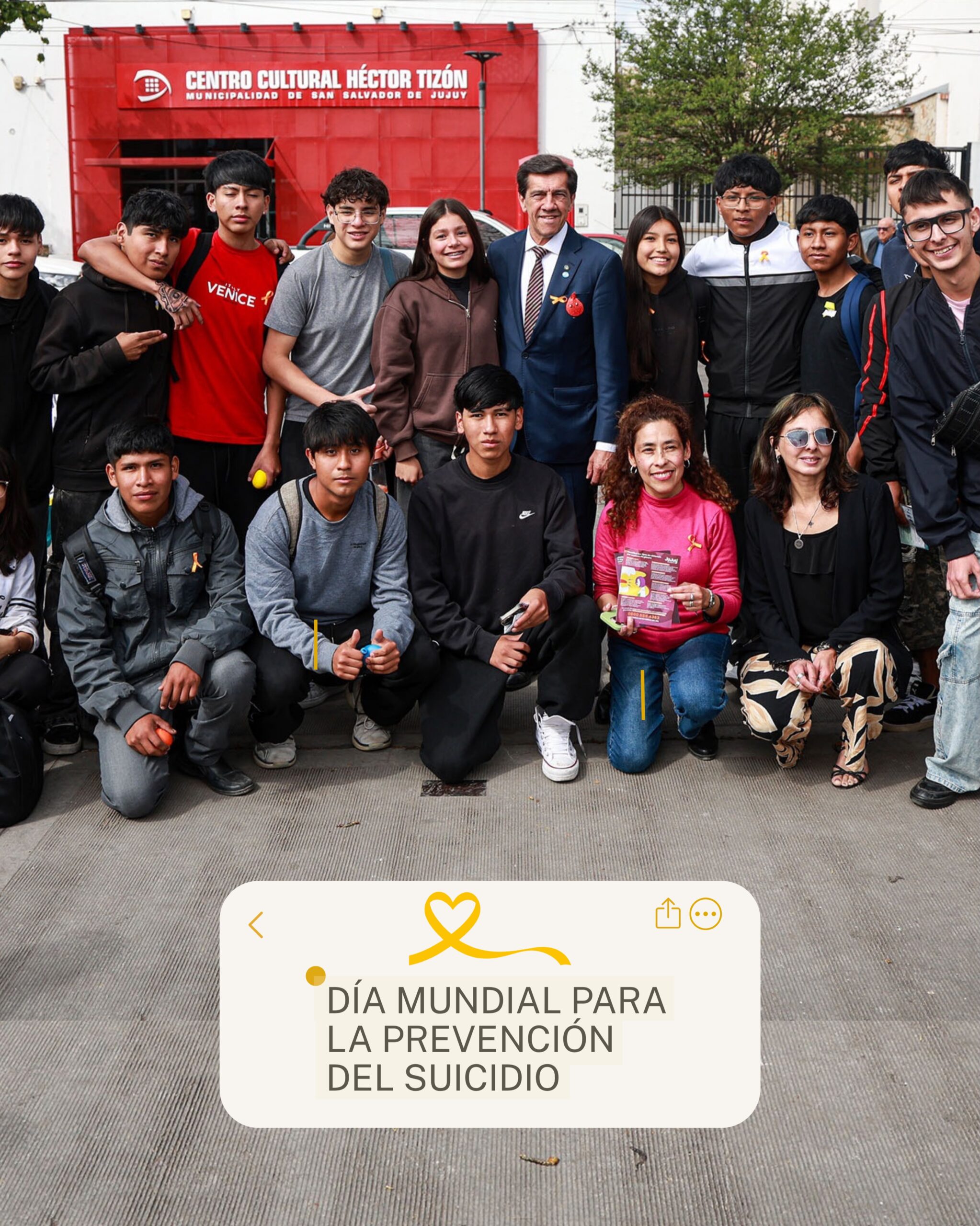 Imagen de la publicación de Carlos Sadir sobre jornada con estudiantes sobre prevención del suicidio y acompañamiento