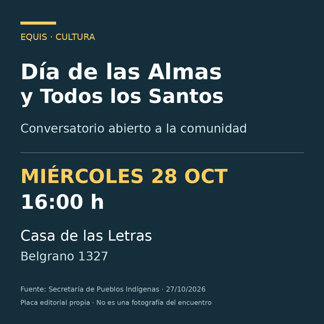 Conversatorio Día de las Almas y Todos los Santos: miércoles 28 de octubre a las 16, Casa de las Letras, Belgrano 1327.