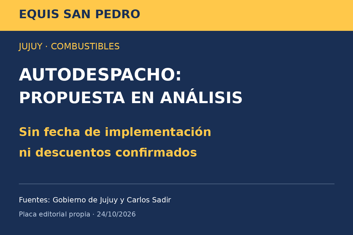 Autodespacho en Jujuy: propuesta en análisis, sin fecha de implementación ni descuentos confirmados. Placa editorial.