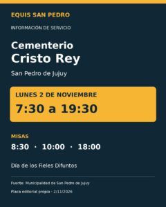 Cristo Rey abrirá de 7:30 a 19:30 el lunes 2 de noviembre