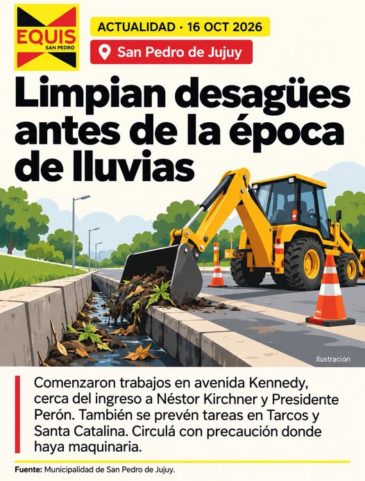 Ilustración editorial de Equis San Pedro sobre limpieza de desagües en la ciudad.