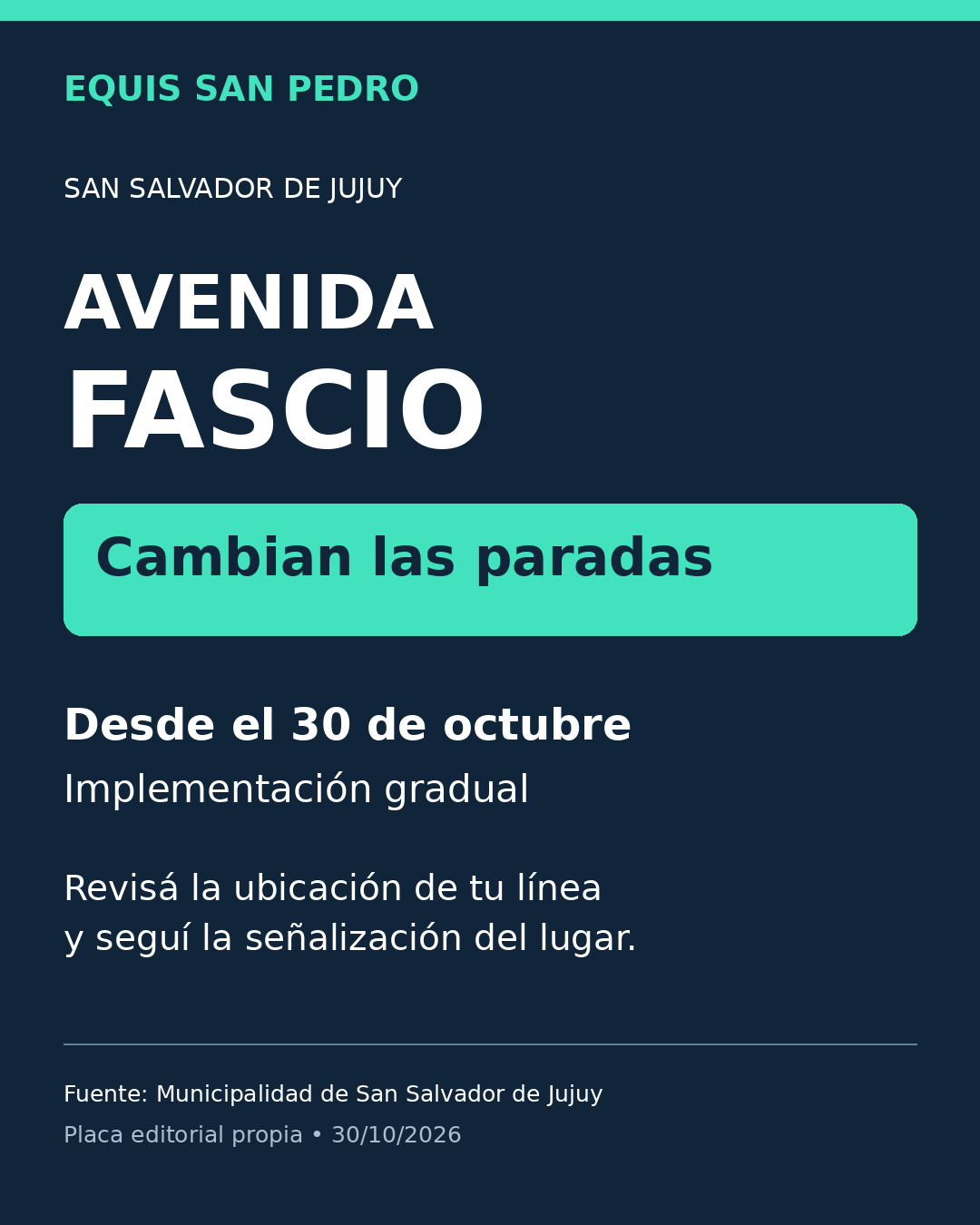 Avenida Fascio: cambios graduales en las paradas de colectivos desde el 30 de octubre de 2026.