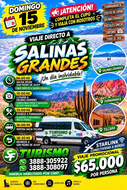 Flyer original de SF Turismo para el viaje del 15 de noviembre de 2026