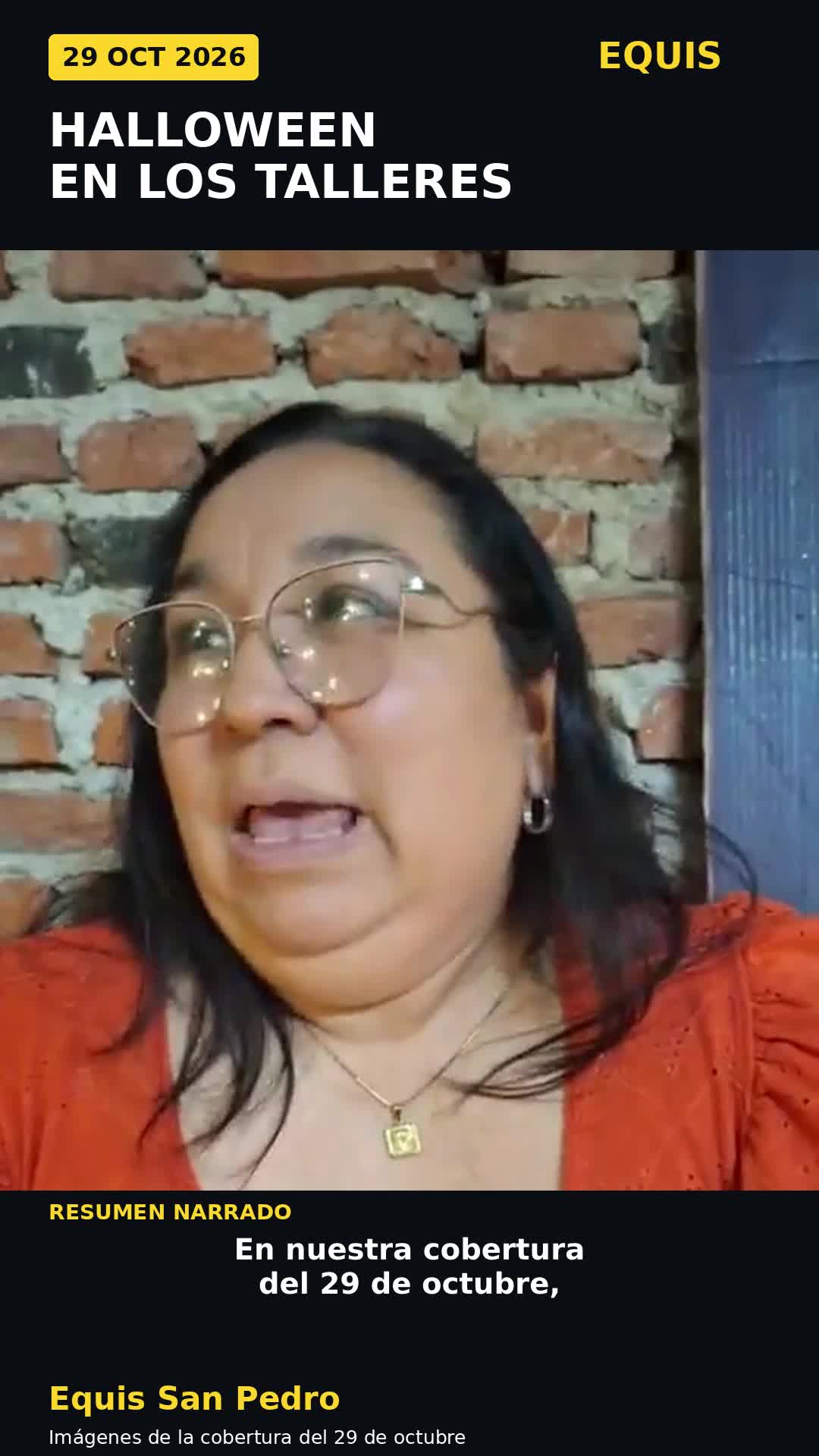 Entrevistada durante la cobertura de Equis del 29 de octubre de 2026 sobre una jornada de disfraces.