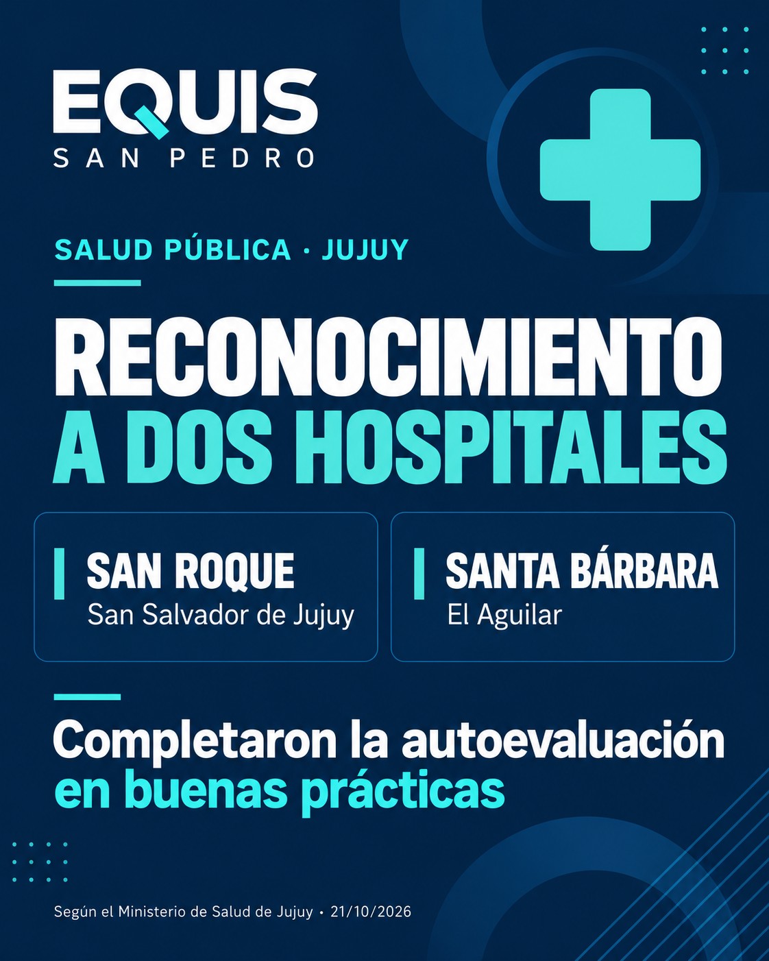 Placa de Equis San Pedro: reconocimiento a San Roque de San Salvador y Santa Bárbara de El Aguilar por autoevaluación en buenas prácticas.