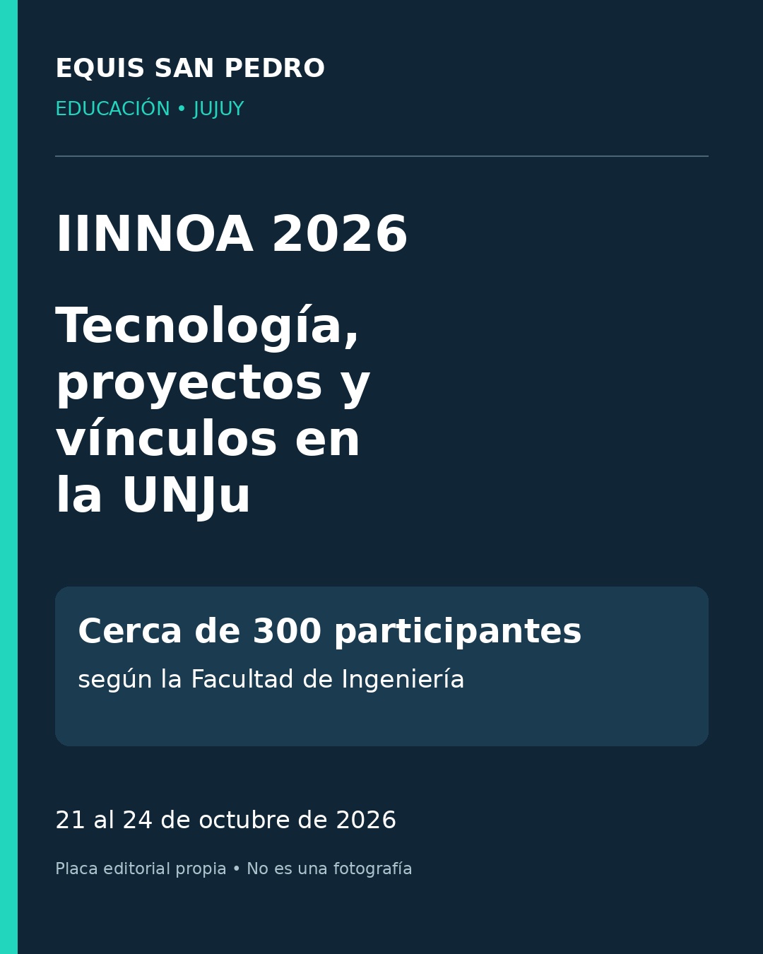 IINNOA 2026: tecnología, proyectos y vínculos en la UNJu. Cerca de 300 participantes, según la Facultad de Ingeniería.