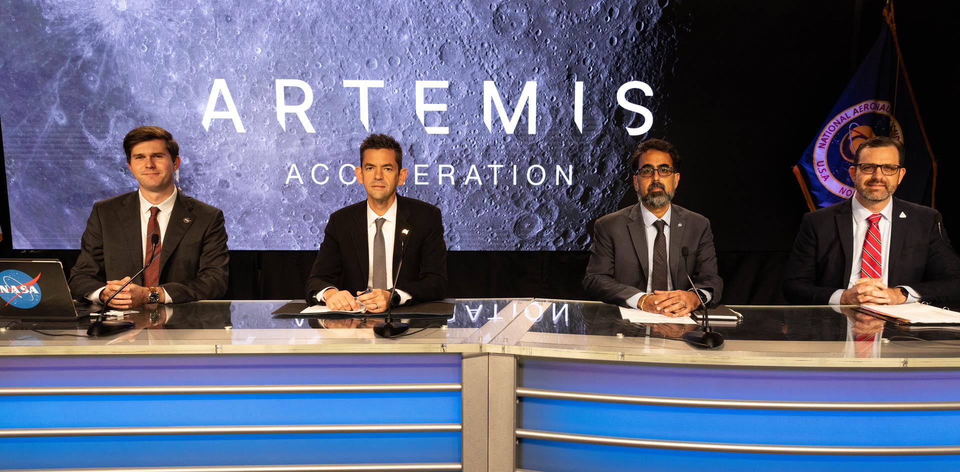 Autoridades de la NASA presentan la actualización del programa Artemis en una conferencia