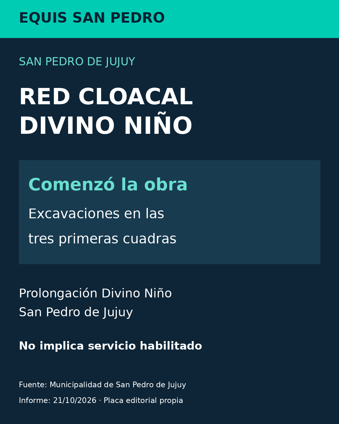 Comenzó la obra cloacal en Prolongación Divino Niño