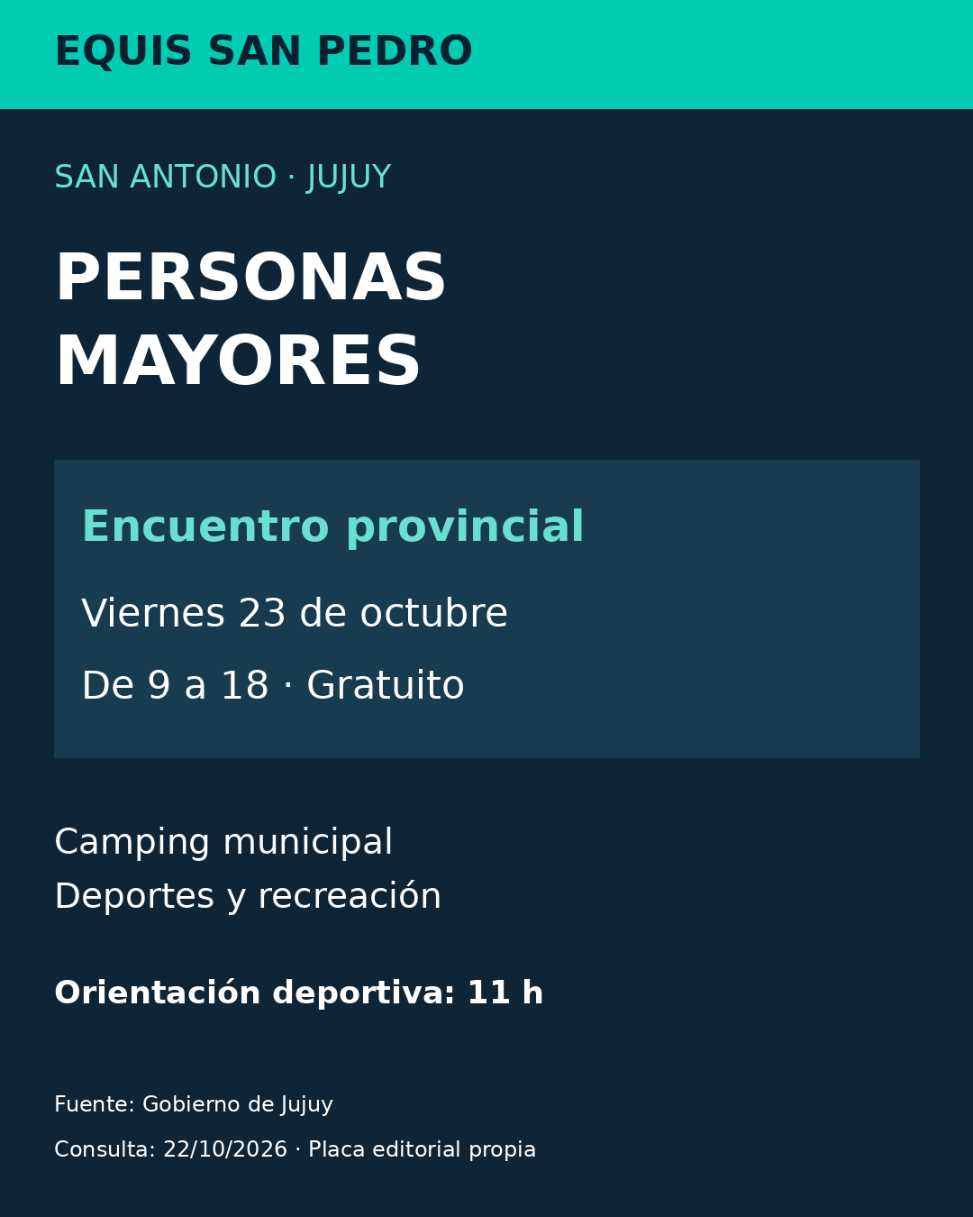 Encuentro gratuito de personas mayores en San Antonio, viernes 23 de octubre de 9 a 18