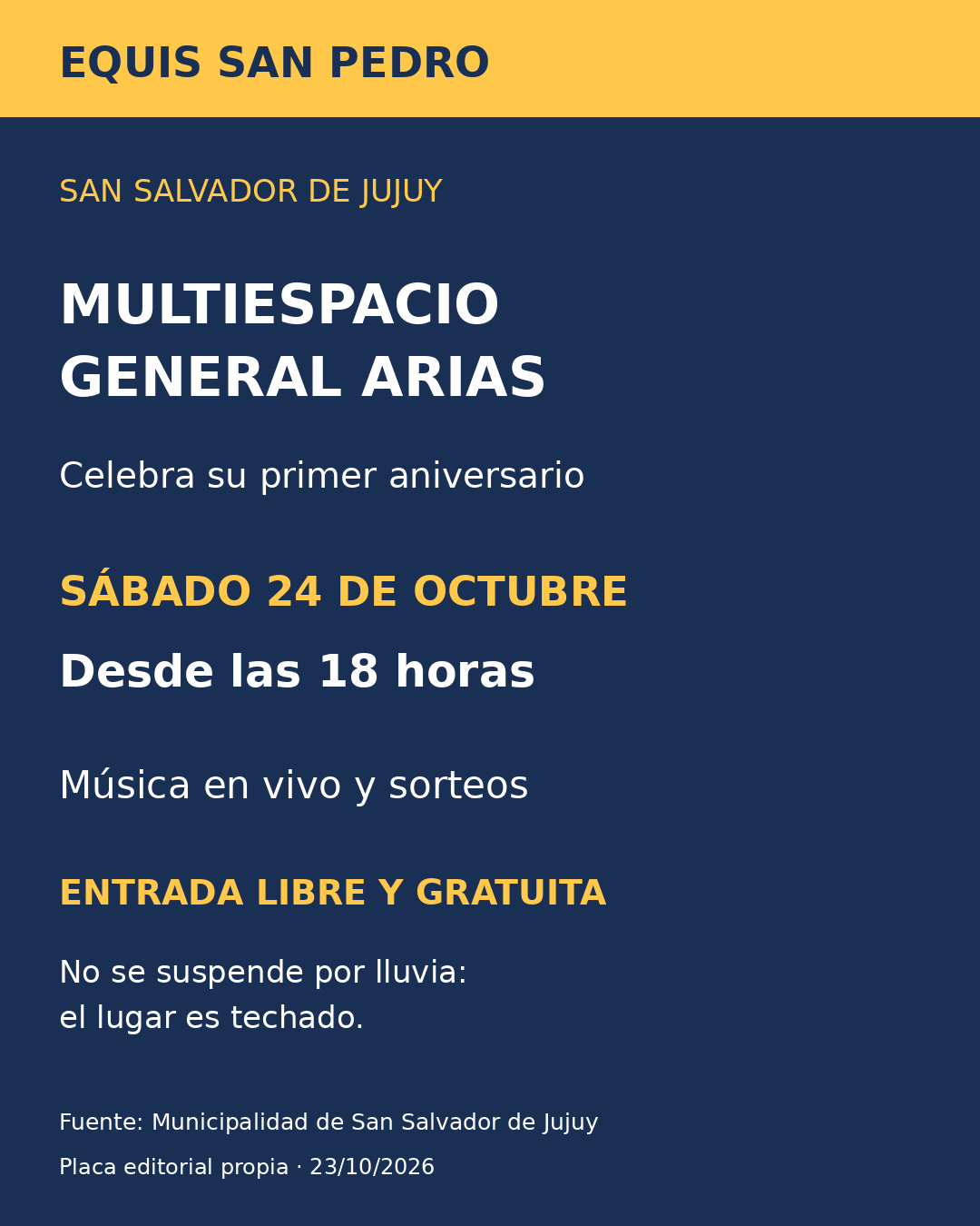 Aniversario del Multiespacio General Arias, 24 de octubre desde las 18