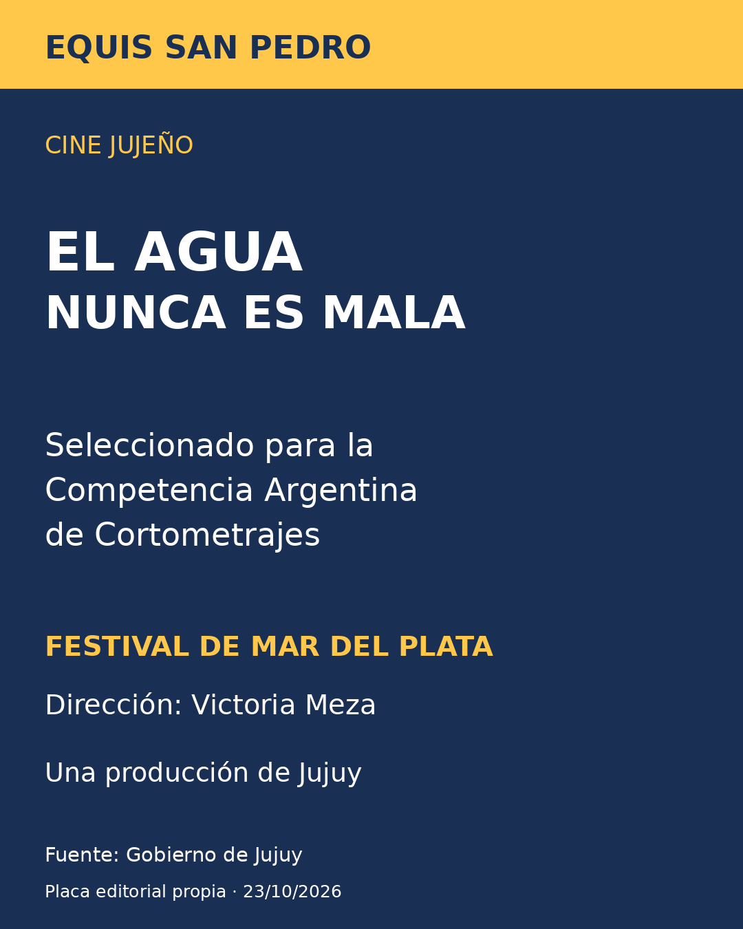 El agua nunca es mala, de Victoria Meza, seleccionado para la Competencia Argentina de Cortometrajes de Mar del Plata.