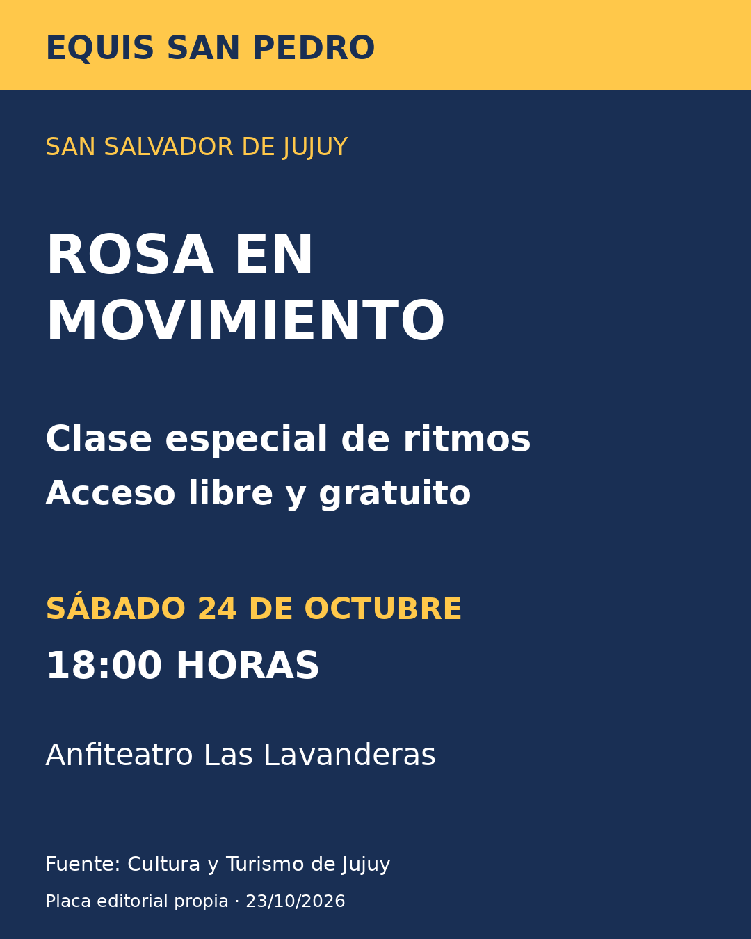 Rosa en movimiento: clase gratuita de ritmos, sábado 24 de octubre a las 18, anfiteatro Las Lavanderas, San Salvador de Jujuy.