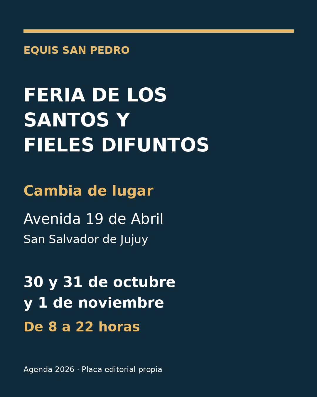 Fechas, horario y nueva ubicación de la Feria de los Santos y Fieles Difuntos