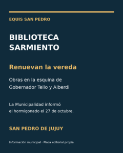 Renuevan la vereda de la Biblioteca Sarmiento en Gobernador Tello y Alberdi