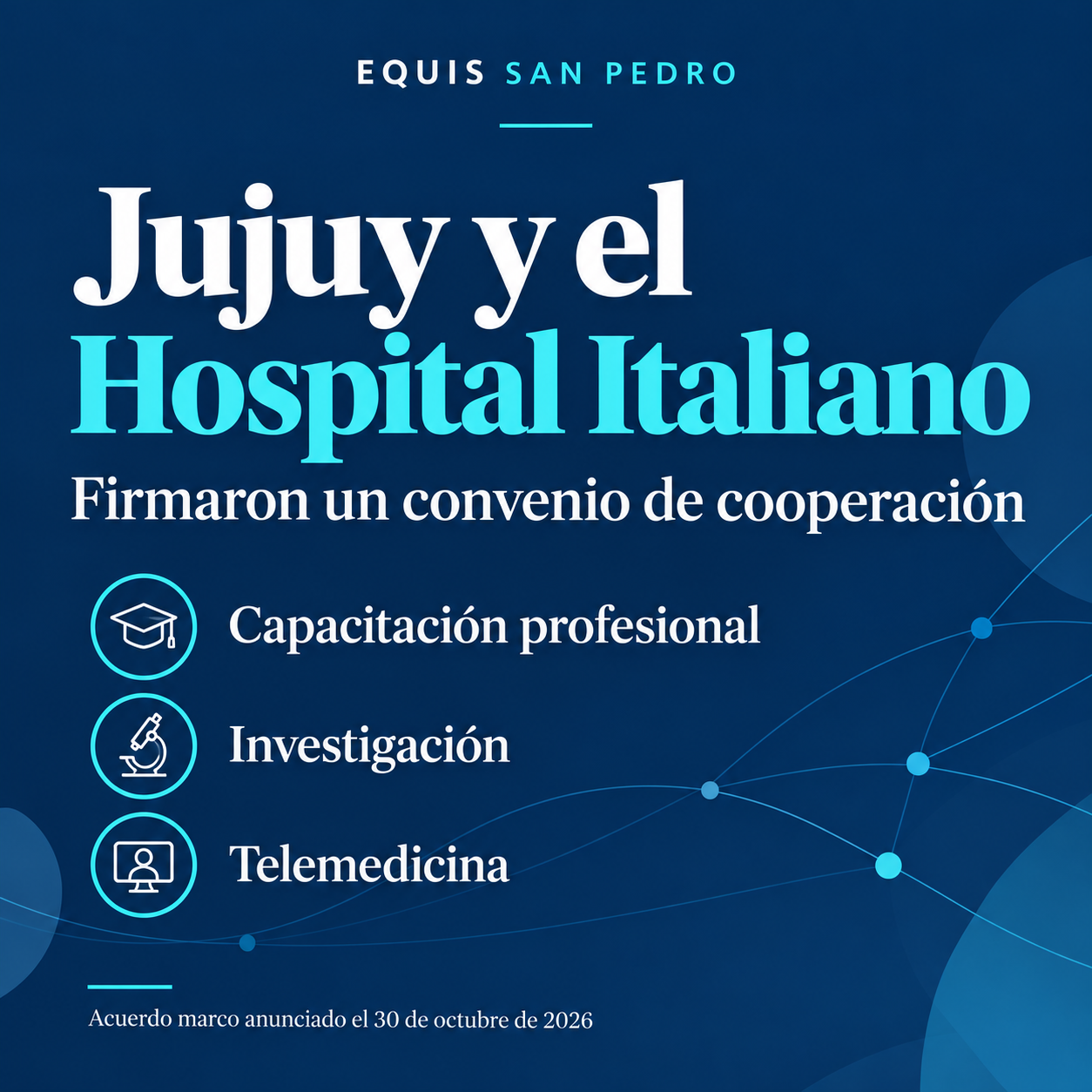 Placa editorial: Jujuy y el Hospital Italiano firmaron un convenio de cooperación en capacitación, investigación y telemedicina.