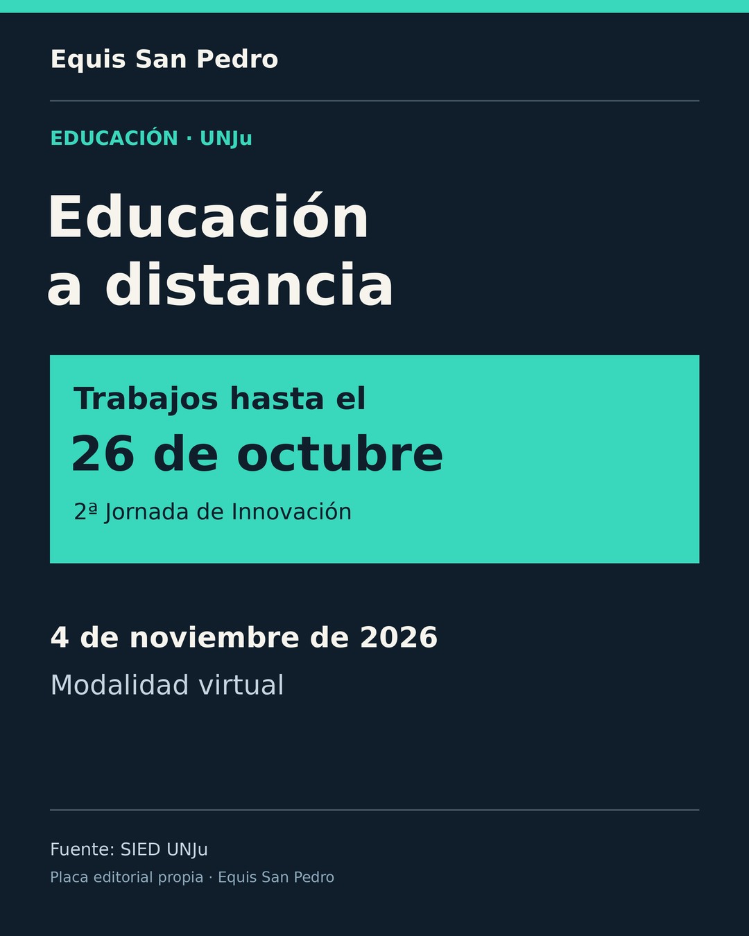 UNJu: trabajos hasta el 26 de octubre; jornada virtual el 4 de noviembre de 2026